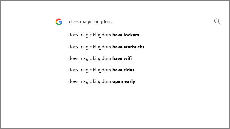 Google search of Disney questions
